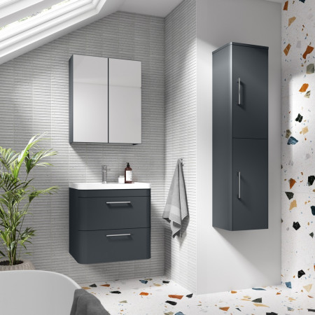 PMP1463 Nuie Parade 350mm Satin Anthracite Wall Hung Tall Unit Bathroom Setting