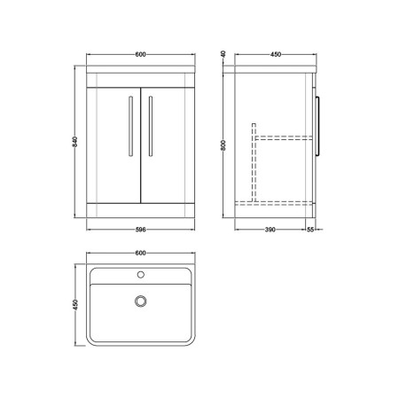 FPA010 Nuie Parade 600mm Gloss White Floorstanding Two Door Vanity Unit (2)