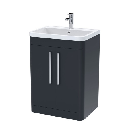 Nuie Parade 600mm Satin Anthracite Floorstanding Two Door Vanity Unit with Basin