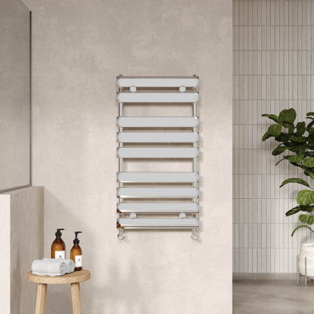 HL382 Nuie Piazza Chrome 950 x 500mm Heated Towel Radiator Lifestyle