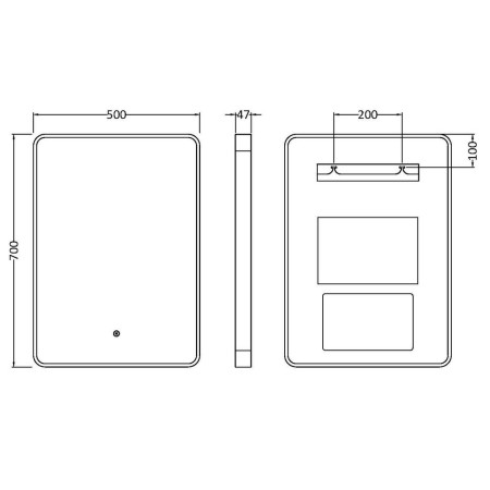 LQ731 Nuie Pictor 700 x 500mm Black Framed LED Mirror Line Drawing