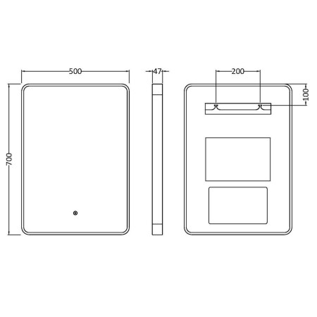 LQ732 Nuie Pictor 700 x 500mm Brushed Brass Framed LED Mirror Line Drawing