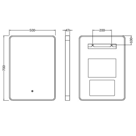 LQ733 Nuie Pictor 700 x 500mm Chrome Framed LED Mirror Line Drawing