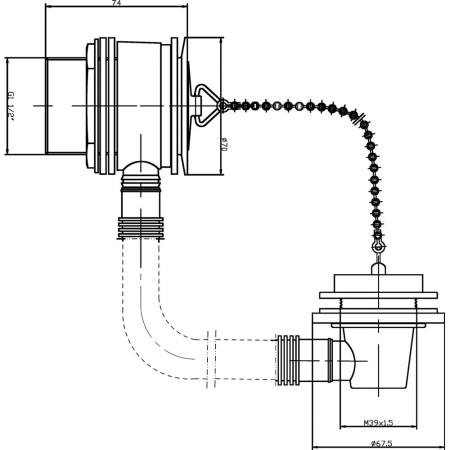 E345 Nuie Plug and Chain Bath Waste with Overflow (2)