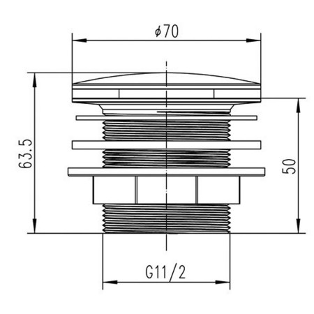 E324 Nuie Push Button Bath Waste Line Drawing