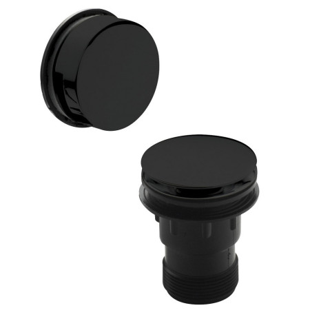Nuie Push Button Black Bath Waste with Minimalist Overflow