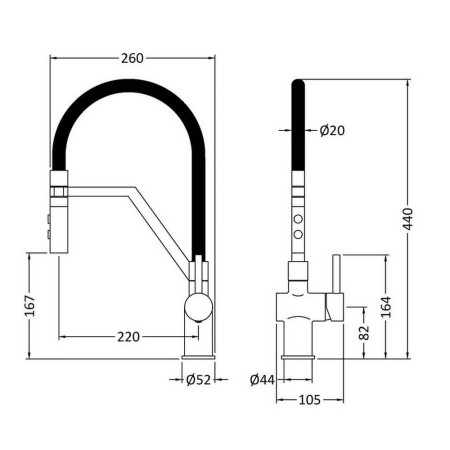KRA805SL Nuie Ravi Mono Single Lever Kitchen Tap in Brushed Brass (2)