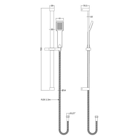 STY059 Nuie Rectangular Slider Rail Kit Line Drawing