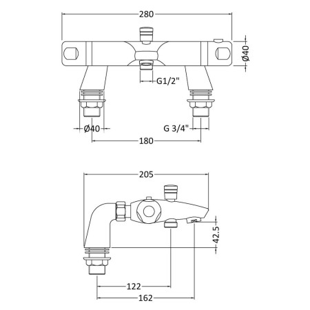 CD324 Nuie Reef Thermostatic Bath Shower Mixer in Chrome (2)