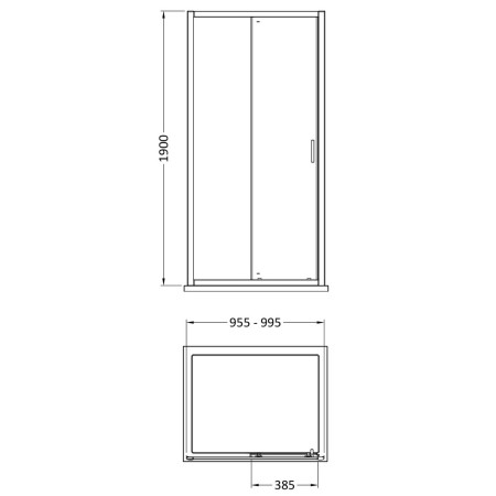 SMSL10-E6 Nuie Rene 1000mm Single Sliding Door in Chrome Line Drawing