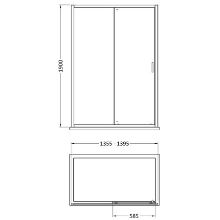 SMSL14BB-E6 Nuie Rene 1400mm Single Sliding Shower Door in Brushed Brass Line Drawing