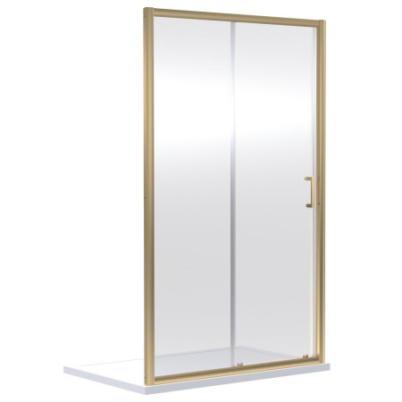 Nuie Rene 1400mm Single Sliding Shower Door in Brushed Brass