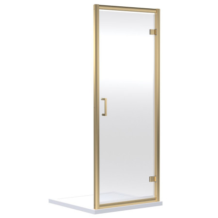 Nuie Rene 700mm Hinged Shower Door in Brushed Brass