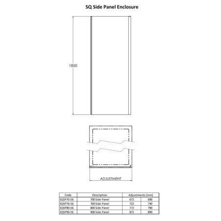 SQSP70BB Nuie Rene 700mm Side Panel in Brushed Brass (2)