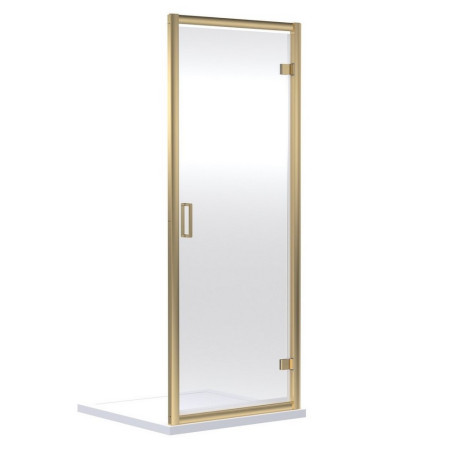 SQHD76BB Nuie Rene 760mm Hinged Shower Door in Brushed Brass (1)