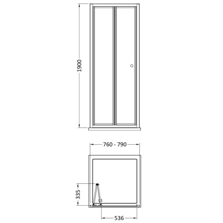 SMBD8-E6 Nuie Rene 800mm Bifold Shower Door in Chrome Line Drawing