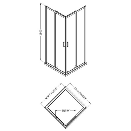 SMCE80-E6 Nuie Rene 800mm Chrome Corner Entry Shower Enclosure (3)