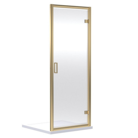 SQHD80BB Nuie Rene 800mm Hinged Shower Door in Brushed Brass (1)