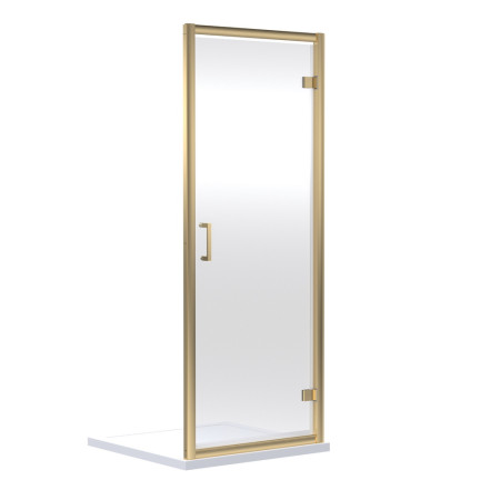Nuie Rene 800mm Hinged Shower Door in Brushed Brass