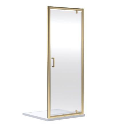 Nuie Rene 900mm Brushed Brass Pivot Shower Door