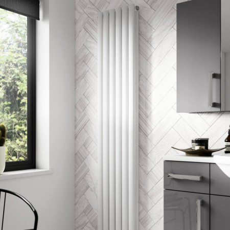 HL326 Nuie Revive Vertical Gloss White 1800 x 354mm Radiator Double Panel Lifestyle