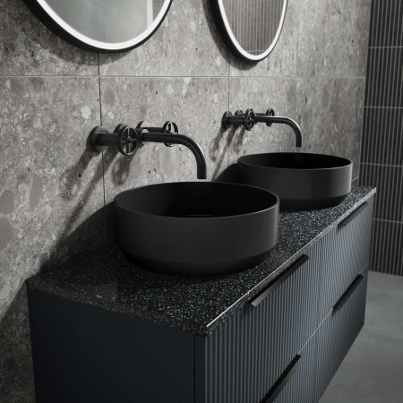 TIW417 Nuie Revolution Black Wall Mounted Basin Mixer Lifestyle