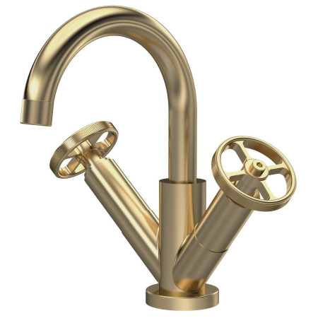Nuie Revolution Brushed Brass Mono Basin Mixer with Waste