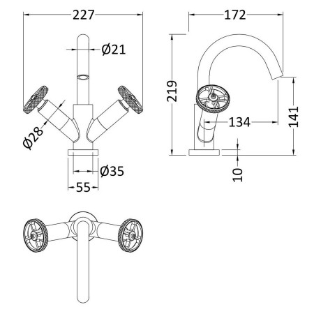 TIW315 Nuie Revolution Chrome Mono Basin Mixer with Waste Dimensions