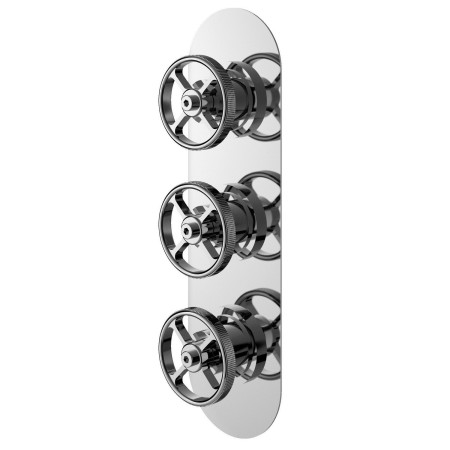 Nuie Revolution Industrial Triple Shower Valve with Diverter in Chrome
