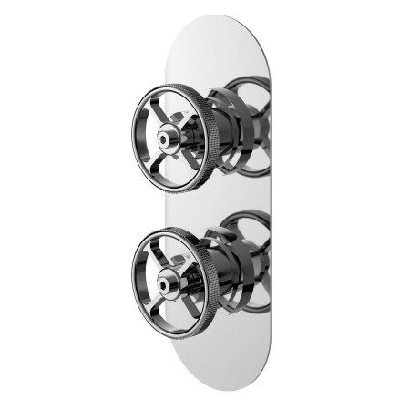 Nuie Revolution Industrial Twin Shower Valve with Diverter in Chrome