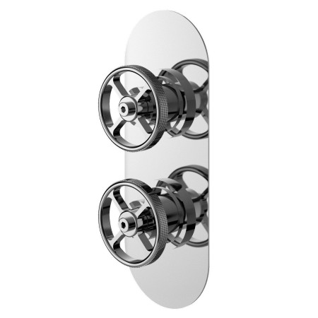 Nuie Revolution Industrial Twin Thermostatic Shower Valve in Chrome