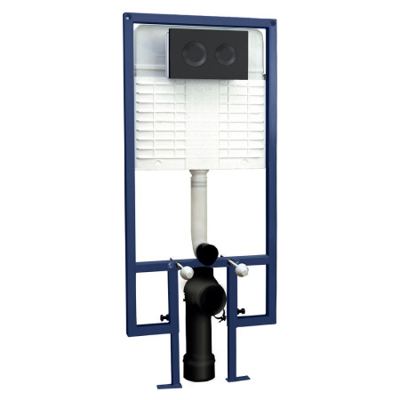 Nuie Round Black Dual Flush Concealed WC Cistern & Wall Hung Frame
