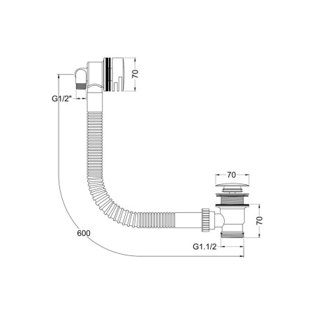 E316 Nuie Round Slimline Freeflow Bath Filler Line Drawing