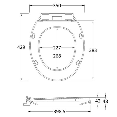 NTS010 Nuie Round Soft Close Toilet Seat Line Drawing