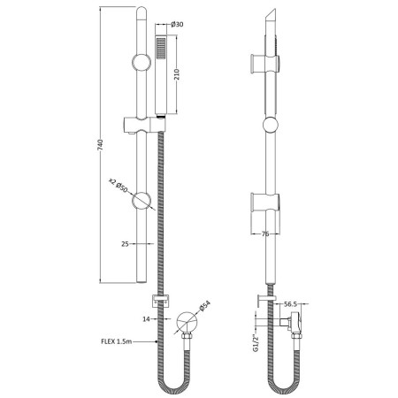 STY1542 Nuie Rounded Brushed Bronze Slider Rail Kit (2)