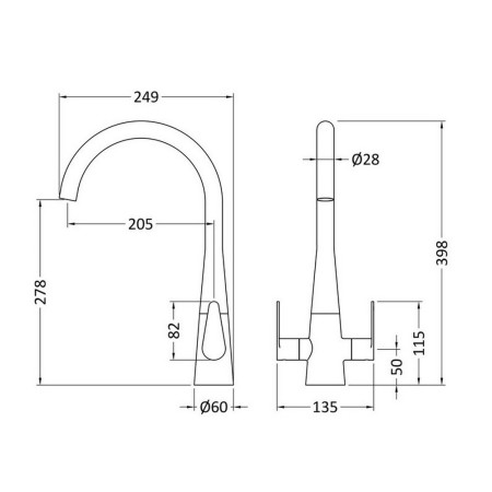 KSA805DL Nuie Samir Mono Dual Lever Kitchen Tap in Brushed Brass (2)