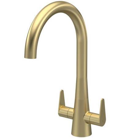 Nuie Samir Mono Dual Lever Kitchen Tap in Brushed Brass
