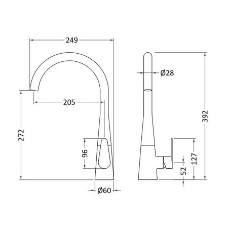 KSA605SL Nuie Samir Mono Single Lever Kitchen Tap in Brushed Nickel (2)