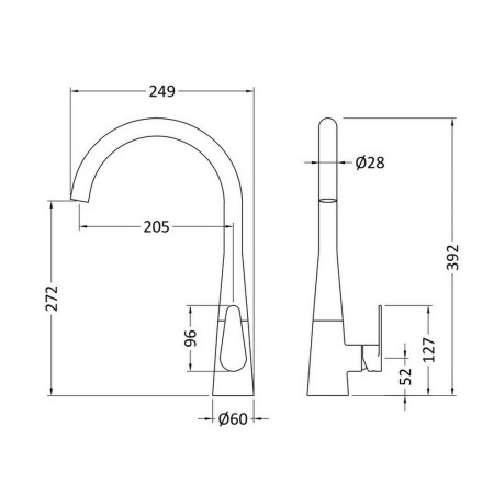 KSA305SL Nuie Samir Mono Single Lever Kitchen Tap in Chrome (2)