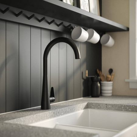 KSA405SL Nuie Samir Mono Single Lever Kitchen Tap in Matt Black (3)