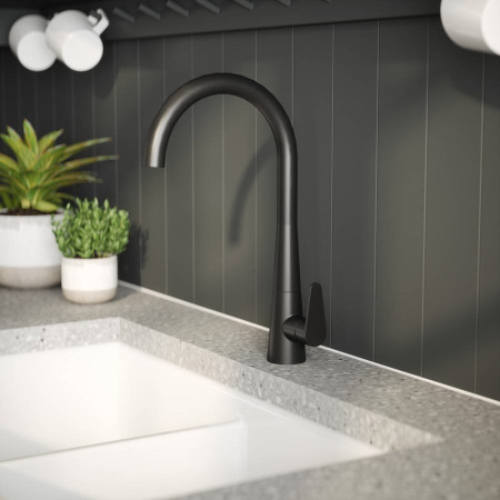 KSA405SL Nuie Samir Mono Single Lever Kitchen Tap in Matt Black (4)