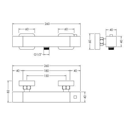 SAN503 Nuie Sanford Thermostatic Shower Bar Valve in Chrome (2)