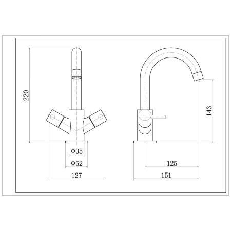 FJ317 Nuie Series 2 Swivel Spout Mono Basin Mixer with Waste Dimensions