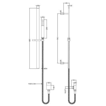 A3167 Nuie Sheer Rectangular Slider Rail Kit (2)