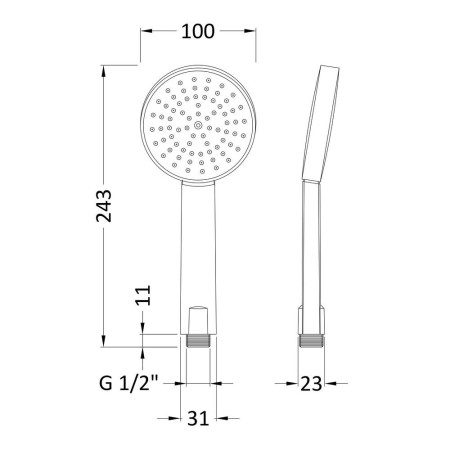 HS001 Nuie Single Function Water Saving Shower Handset (2)