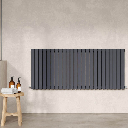 HLA59D Nuie Sloane Horizontal Anthracite 600 x 1398mm Radiator Double Panel Lifestyle
