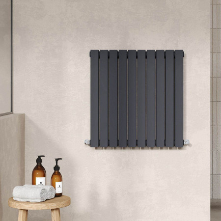 HLA55D Nuie Sloane Horizontal Anthracite 600 x 586mm Radiator Double Panel Lifestyle