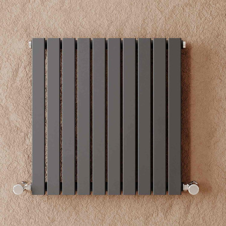 HLA55 Nuie Sloane Horizontal Anthracite 600 x 586mm Radiator Single Panel Lifestyle
