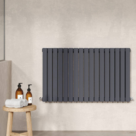 HLA56D Nuie Sloane Horizontal Anthracite 600 x 992mm Radiator Double Panel Lifestyle