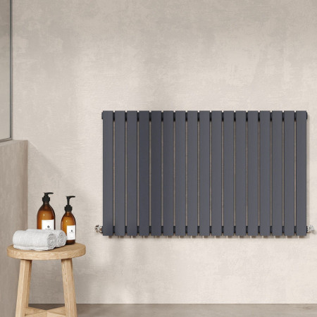 HLA56 Nuie Sloane Horizontal Anthracite 600 x 992mm Radiator Single Panel Lifestyle